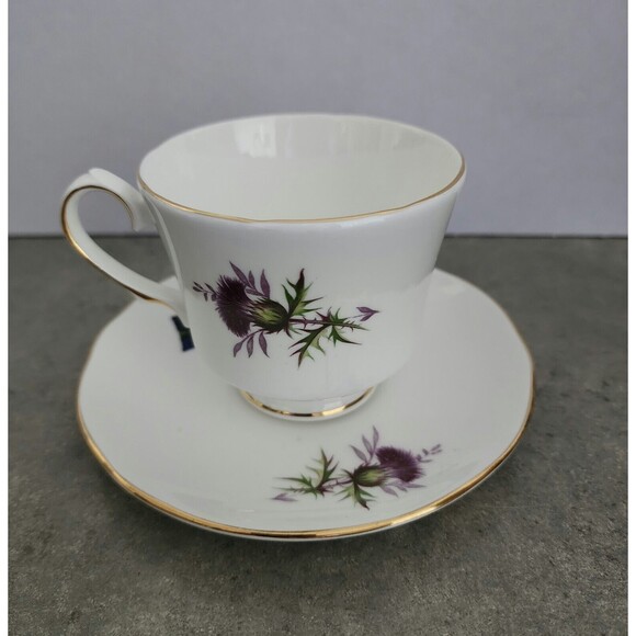 Duchess Bone China Cup & Saucer Scottish Tartan Gordon Clan England Blue Green - Picture 3 of 9